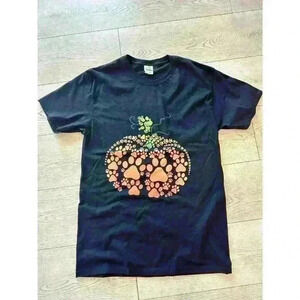 Pumpkin Dog Cat Paw Print Halloween Pet Lover T-Shirt Halloween
